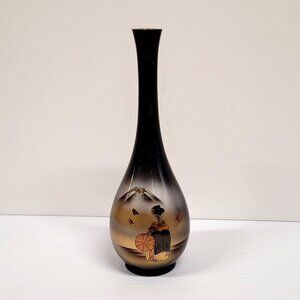 Vase Expressive Designs Japan Brass Chokin Geisha Girl Mount Fuji 9'' No 7/2000